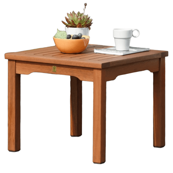 Outdoor Living and Style 19" Brown Kingsbury Eucalyptus Patio Side Table