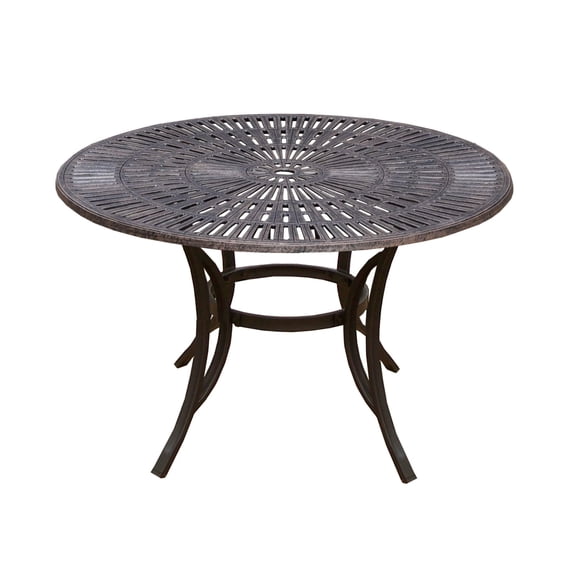 Outdoor Living and Style 48" Bronze Round Outdoor Patio Furniture Dining Table with Umbrella Hole