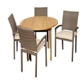 thumbnail image 1 of Outdoor Living and Style 5-Piece Brown Barry Teak Round Outdoor Patio Dining Set 47" - Off-White, 1 of 7
