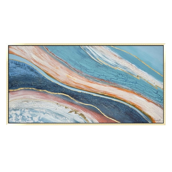 Outdoor Living and Style 61" Blue and Red Rectangular Framed Contemporary Abstract Wall Art