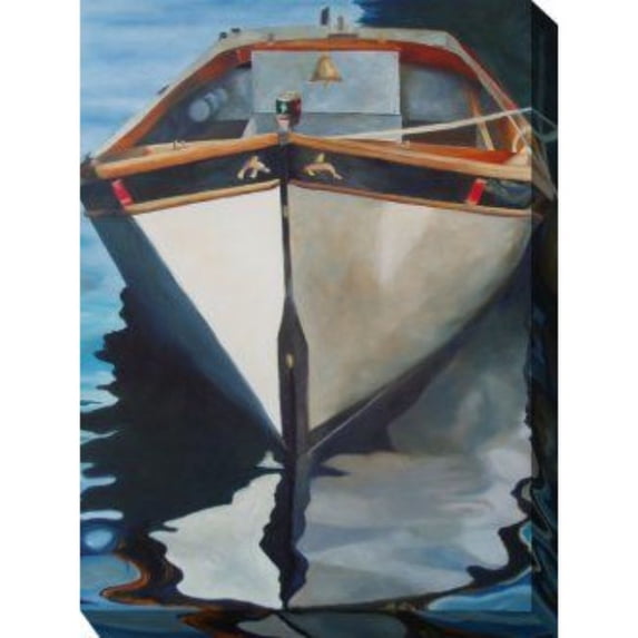 Outdoor Living and Style Blue and Ivory Captain's Gig Outdoor Canvas Rectangular Wall Art Decor 40"
