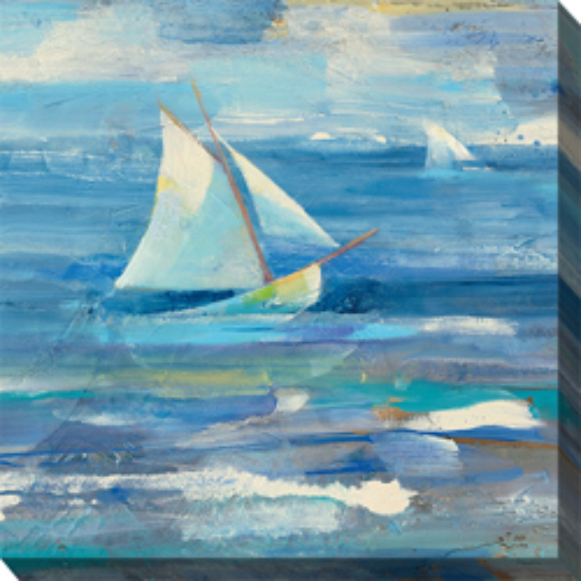 Blue and White Coastal Canvas Outdoor Wall Art 24" Square
