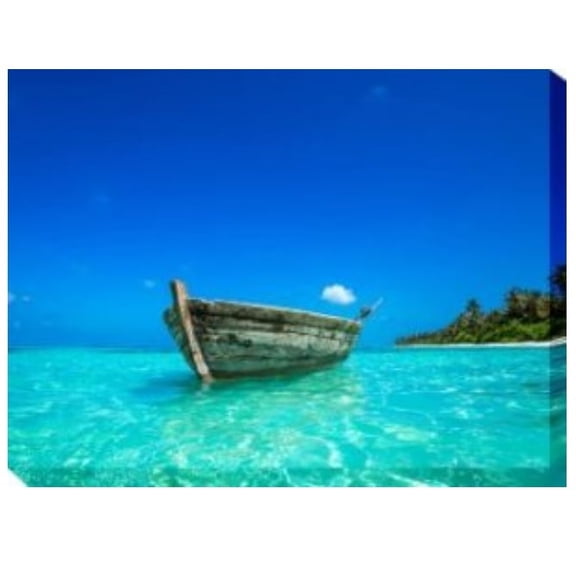 Outdoor Living and Style Blue and White Drift Away Outdoor Canvas Rectangular Wall Art Decor 30" x