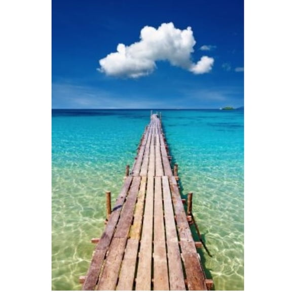 Outdoor Living and Style Brown and Blue Walk on Water Outdoor Canvas Rectangular Wall Art Decor 40"