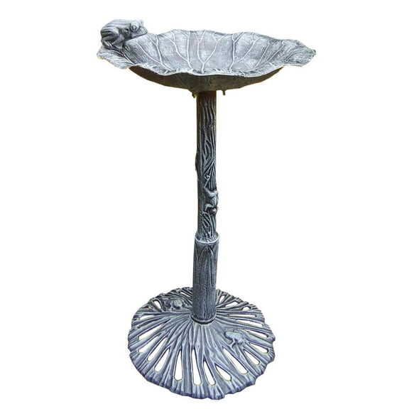 Outdoor Living and Style Frog on a Lily Pad Aluminum Bird Bath - 36"