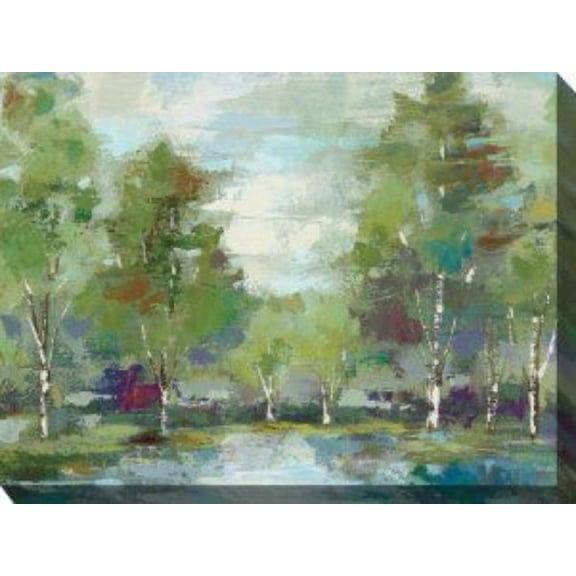 Outdoor Living and Style Green and Blue Earth Outdoor Canvas Rectangular Wall Art Decor 40" x 30"