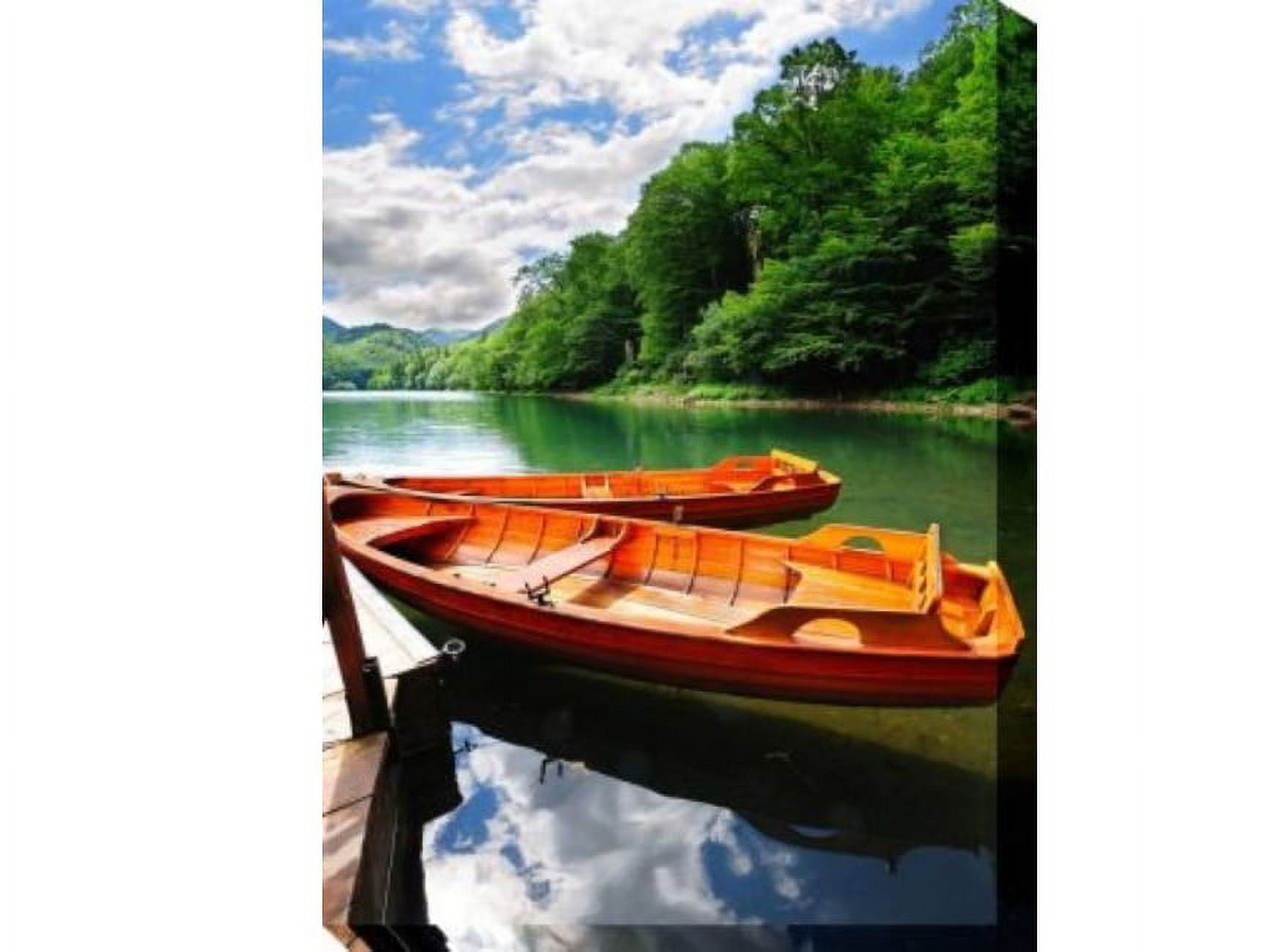 Green and Brown Scenic Lake Canvas Outdoor Wall Art 40" x 30"