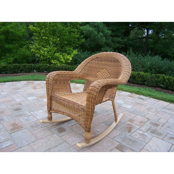 Outdoor Living and Style Natural Resin Wicker Patio Rocking Chairs - 42.75" - Set of 2