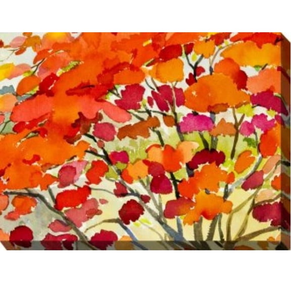 Outdoor Living and Style Orange and Red Blaze Outdoor Canvas Rectangular Wall Art Decor 30" x 40"