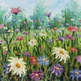 thumbnail image 1 of Outdoor Living and Style Purple and Red Daisy Day Outdoor Canvas Square Wall Art Decor 24" x 24", 1 of 2