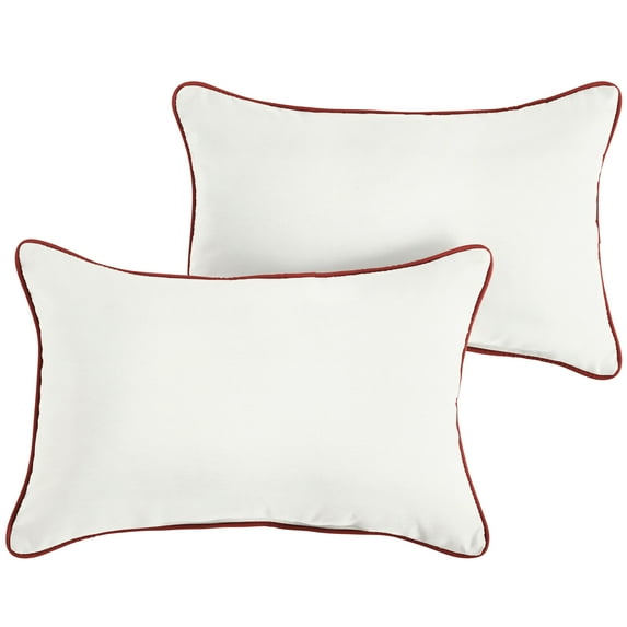 Set of 2 Sunbrella Canvas Natural/Canvas Jockey Red Outdoor Pillow, 20"