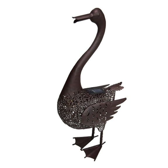 Outdoor Living and Style Solar LED Lighted Duck Outdoor Garden Statue - 24" - Brown
