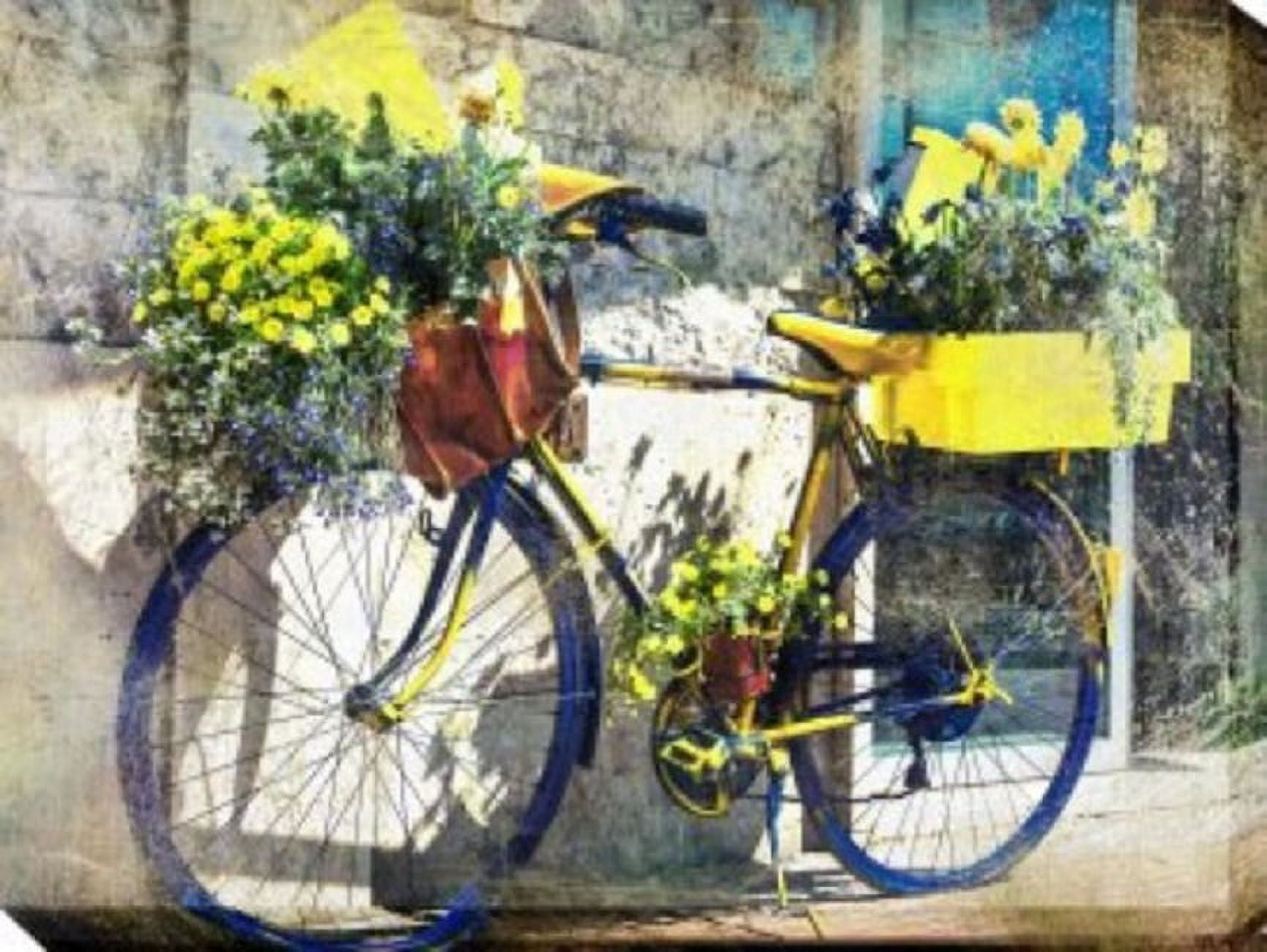 Yellow and Blue Bike Outdoor Canvas Rectangular Wall Art 30" x 40"