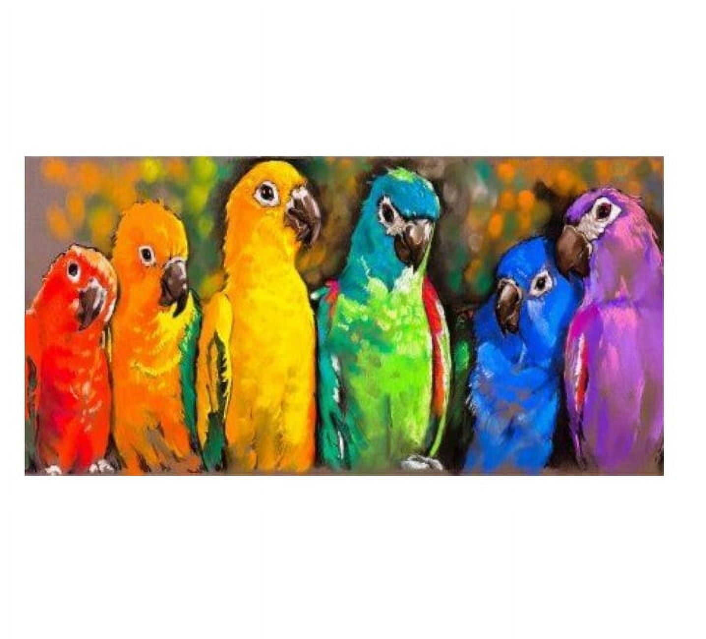 Vibrant Multicolor Parrots Outdoor Canvas Wall Art Decor 48" x 24"
