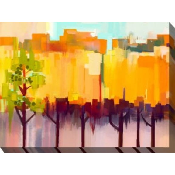 Outdoor Living and Style Yellow and Orange Urban Refuge Outdoor Canvas Rectangular Wall Art Decor