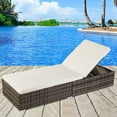 thumbnail image 1 of Outdoor Lounge Chair, All-Weather PE Rattan Chaise Chair with Adjustable Backrest, Sturdy Sun Loungers for Patio Poolside, 350lbs Large Weight Capacity, White Cushion, 1 of 9