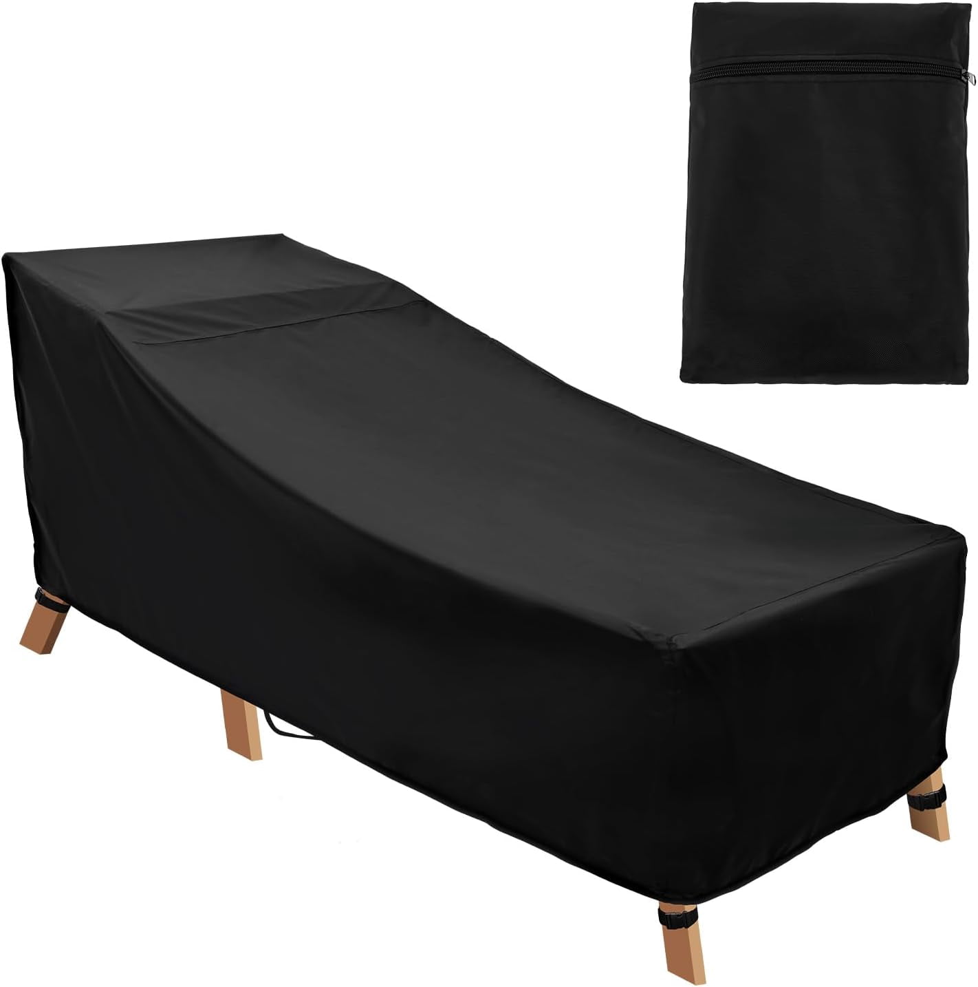 Outdoor Lounge Chair Cover, 420D Waterproof Lounge Chair Covers with Straps, Heavy Duty Patio Furniture Covers for Pool Lounge Chair Lawn Bench Furniture, Fits up to 81L x 29W x 31H inch, 1 Pack
