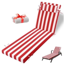 Outdoor Lounge Chair Cushion, 72×21 in Waterproof Patio Replacement Cushions with Headres, 3 in High-Density Sponge for Lawn Pool （1pc, Red white stripes）