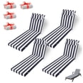 thumbnail image 1 of Outdoor Lounge Chair Cushion, 72×21 in Waterproof Patio Replacement Cushions with Headres, 3 in High-Density Sponge for Lawn Pool （4pc, Navy blue white stripes）, 1 of 6