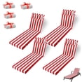 thumbnail image 1 of Outdoor Lounge Chair Cushion, 72×21 in Waterproof Patio Replacement Cushions with Headres, 3 in High-Density Sponge for Lawn Pool （4pc, Red white stripes）, 1 of 6