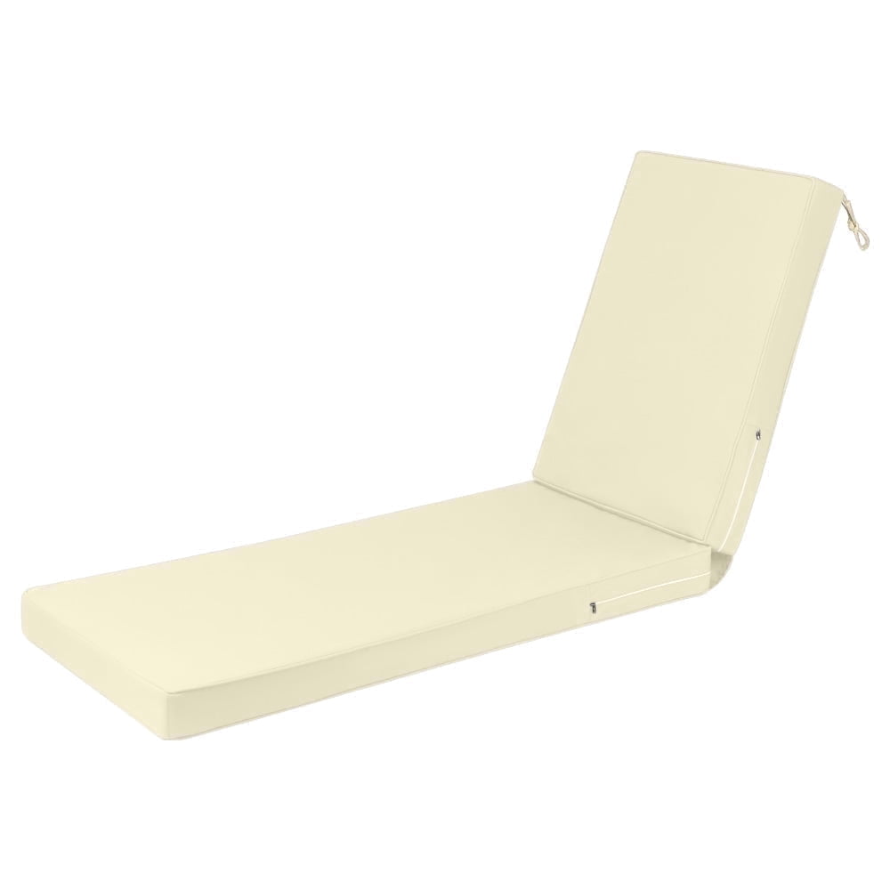 ROFIELTY 72 x 21 Inch Outdoor Chaise Lounge Cushion, 3" Thick Double-Sided Waterproof UV Resistant, Replacement Pad with Secure Ties & Hidden Zipper, for Poolside Beach Backyard, Beige