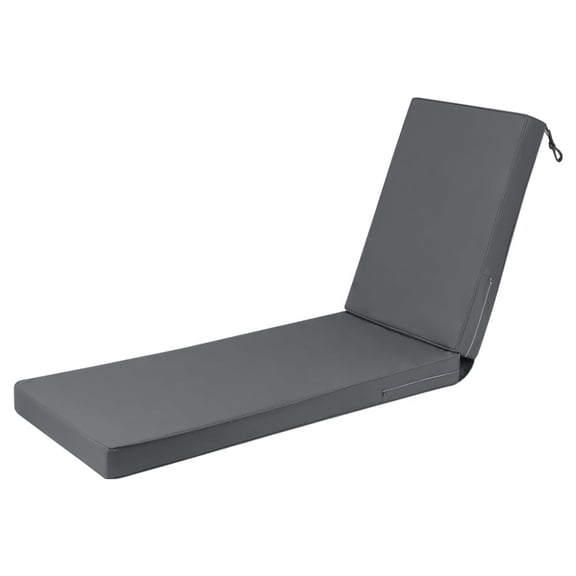 ROFIELTY 72 x 21 Inch Outdoor Chaise Lounge Cushion, 3" Thick Double-Sided Waterproof UV Resistant, Replacement Pad with Secure Ties & Hidden Zipper, for Poolside Beach Backyard, Dark Gray