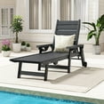thumbnail image 1 of Outdoor Lounge Chair, HDPE Chaise Lounge 5-Level Adjustable Backrest, Pool Lounge Chair with Wheels and Cup Holder, Waterproof Pool Plastic Recliner Chair for Patio Beach Poolside, Black, 1 of 8