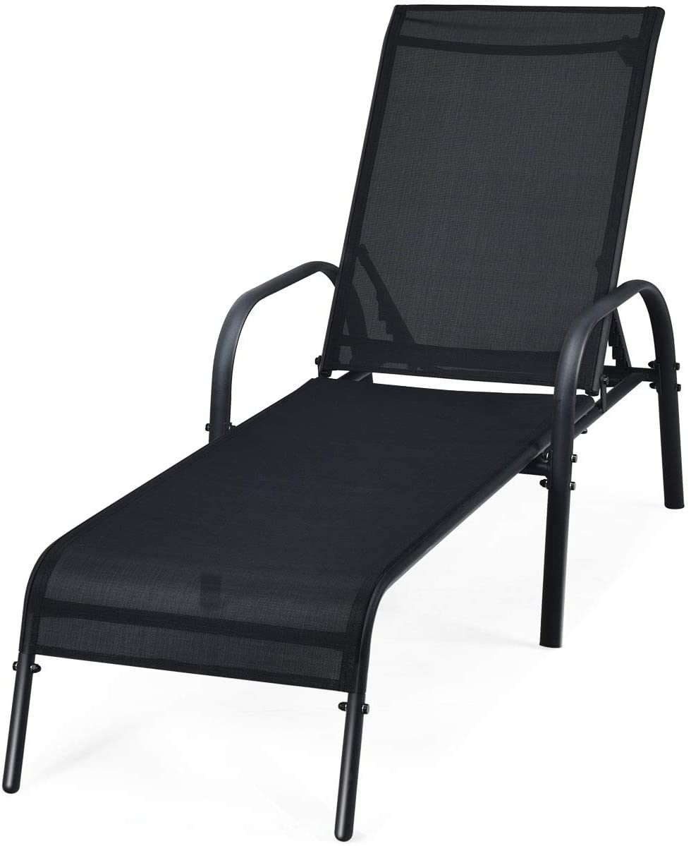 Outdoor Lounge Chair Patio Chaise Lounge with Adjustable Backrest