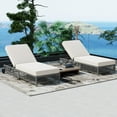 thumbnail image 1 of Outdoor Lounge Chair Set of 2, Patio Chaise Lounge with 5-Position Backrest, Rattan Outdoor Lounge Chair with Cushion and Wheels for Poolside, Backyard, Garden, Grey, 1 of 9