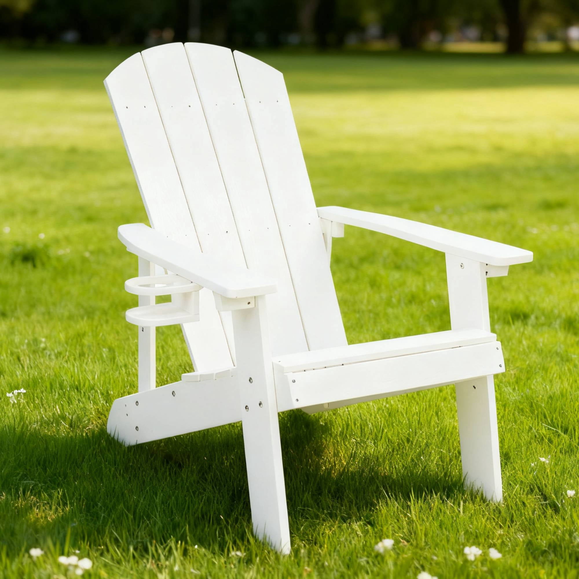 Outdoor Lounge Chair with Cup Holder, Comfort Relax Recliner for Patio Garden Leisure Gathering Backyard Rest Time, Teak