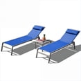 thumbnail image 1 of Outdoor Lounge Chairs, 3 Piece Adjustable Chaise Set for Patio Poolside Backyard, with Side Table | sky blue | Aluminum, 1 of 5