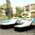 thumbnail image 1 of Outdoor Lounge Chairs, 3Pcs Patio Chaise Lounge Chairs Furniture Set with Adjustable Back and Head Pillow, All-Weather Rattan Reclining Lounge Chair for Beach, Backyard, Porch, Garden, Pool, LLL1542, 1 of 9