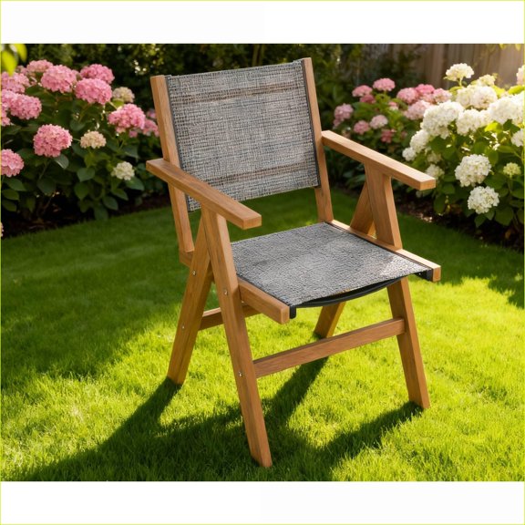 Outdoor Lounge Chairs, For Patio & Indoor Dining, Modern Weather-Resistant Wood-Look Tan Brown | Teak | Stainless Steel