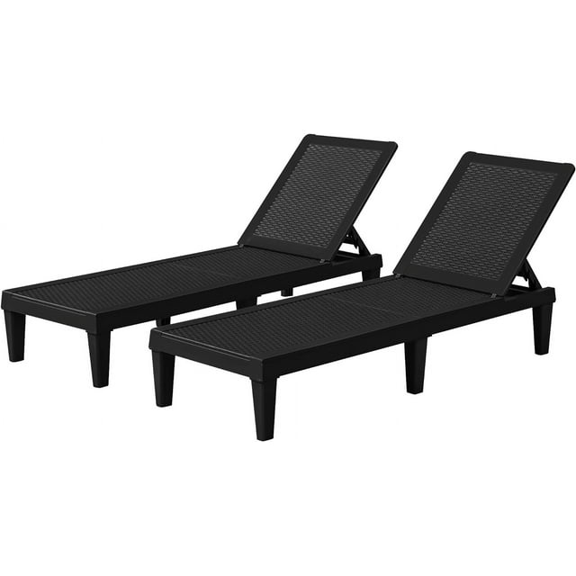 Outdoor Lounge Chairs PE Waterproof Chaise Lounge with 5Position