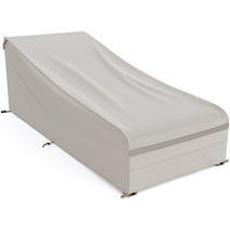 Outdoor Lounge Covers Waterproof, Heavy Duty 600D Patio Chaise Cover with PVC Coating for 74-76inch Lounge Chair, UV Protection, 76" x 34" x 32", Beige