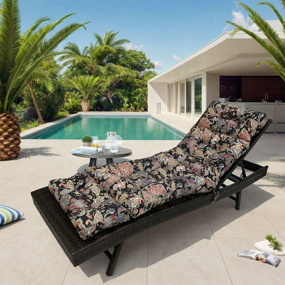 Outdoor Lounge Cushion Patio Chaise Replacement 71 x 20 Inch Rocking Cushion for Furniture Sofa Non Slip Beach Pool Recliner Sunbathing Chair Pads with Headrest