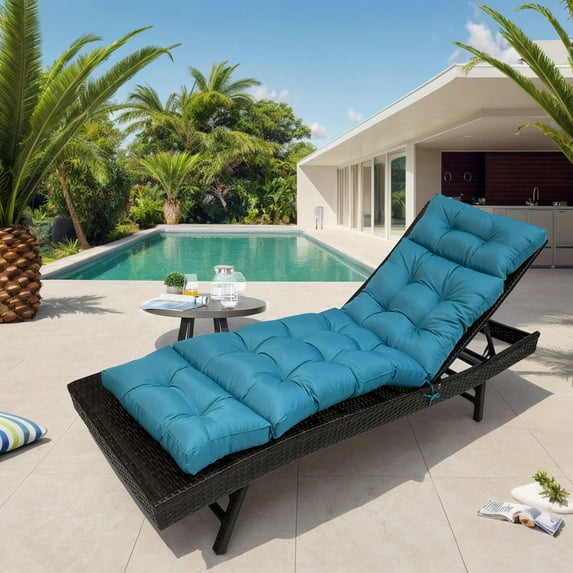 Outdoor Lounge Cushion Patio Chaise Replacement 71 x 20 Inch Rocking Cushion for Furniture Sofa Non Slip Beach Pool Recliner Sunbathing Chair Pads with Headrest