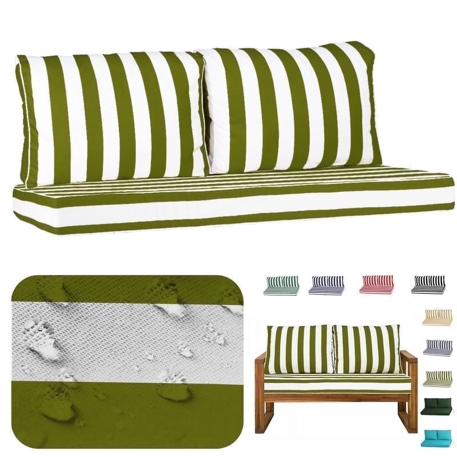 Outdoor Loveseat Cushion Set, 48 x 24 inch, Water Repellent Patio Furniture Cushions Replacement with Removable Cover( Grass Green)