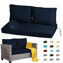 Outdoor Loveseat Cushion Set, 48 x 24 inch, Water Repellent Patio Furniture Cushions Replacement with Removable Cover( Navy blue)