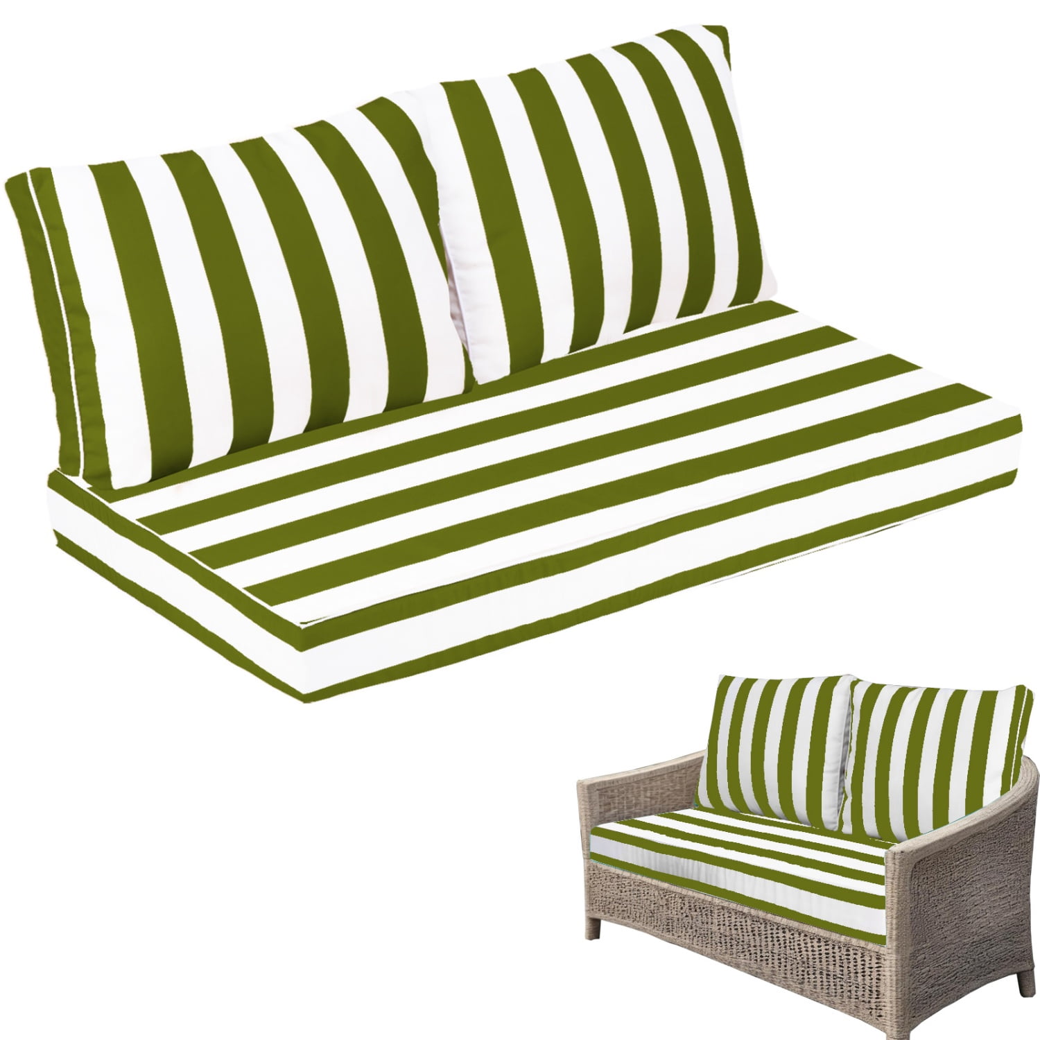 Outdoor Loveseat Cushion Set, Water Repellent Patio Furniture Cushions Replacement, 48 x 24 inch