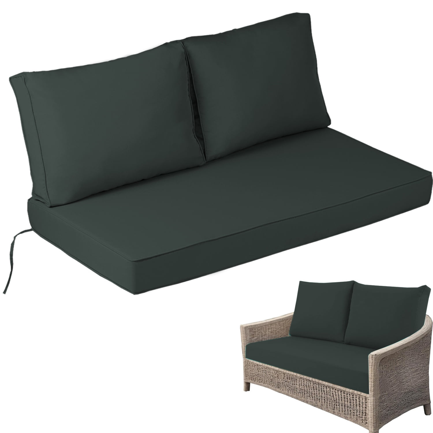 Outdoor Loveseat Cushion Set, Water Repellent Patio Furniture Cushions Replacement, 48 x 24 inch