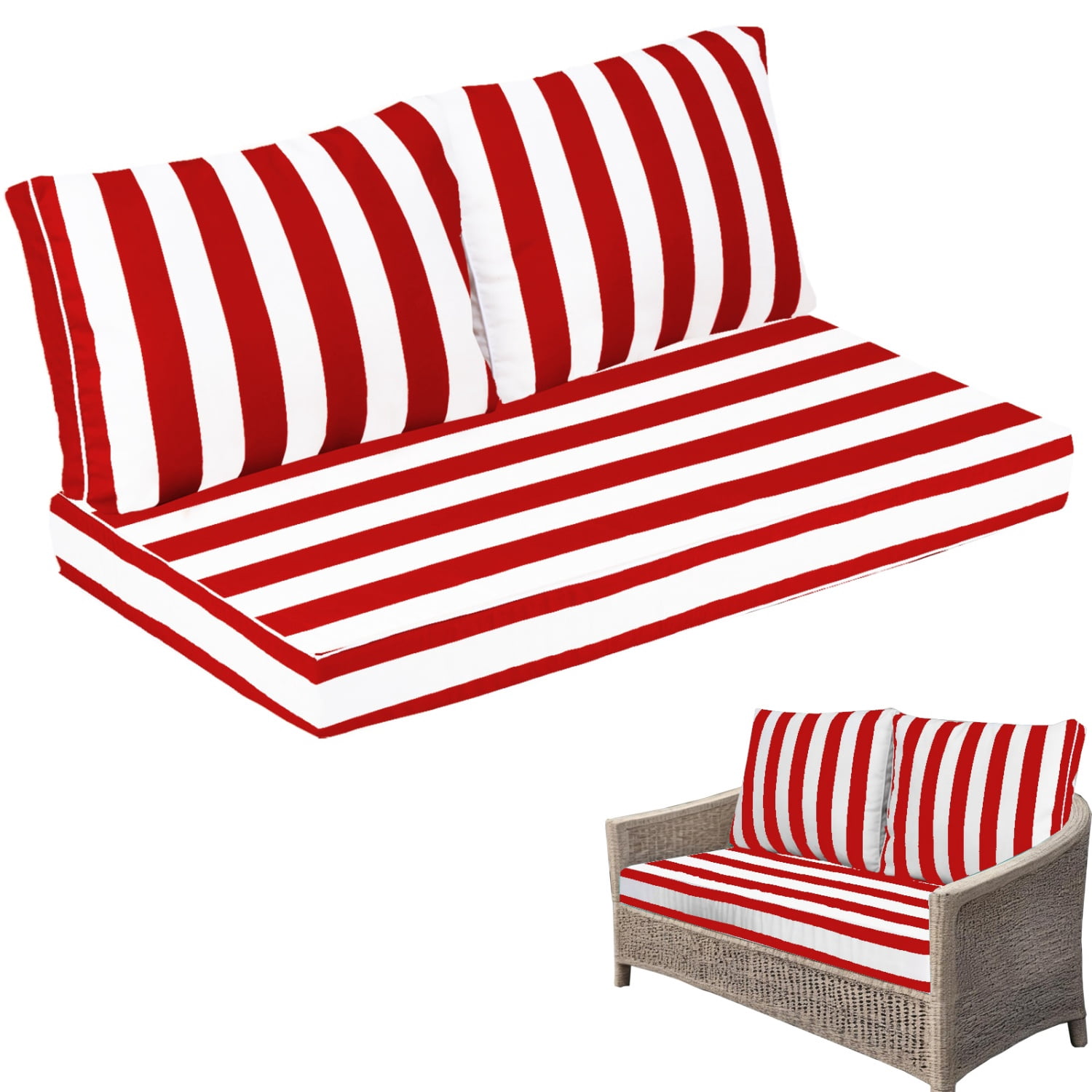 Outdoor Loveseat Cushion Set, Water Repellent Patio Furniture Cushions Replacement, 48 x 24 inch