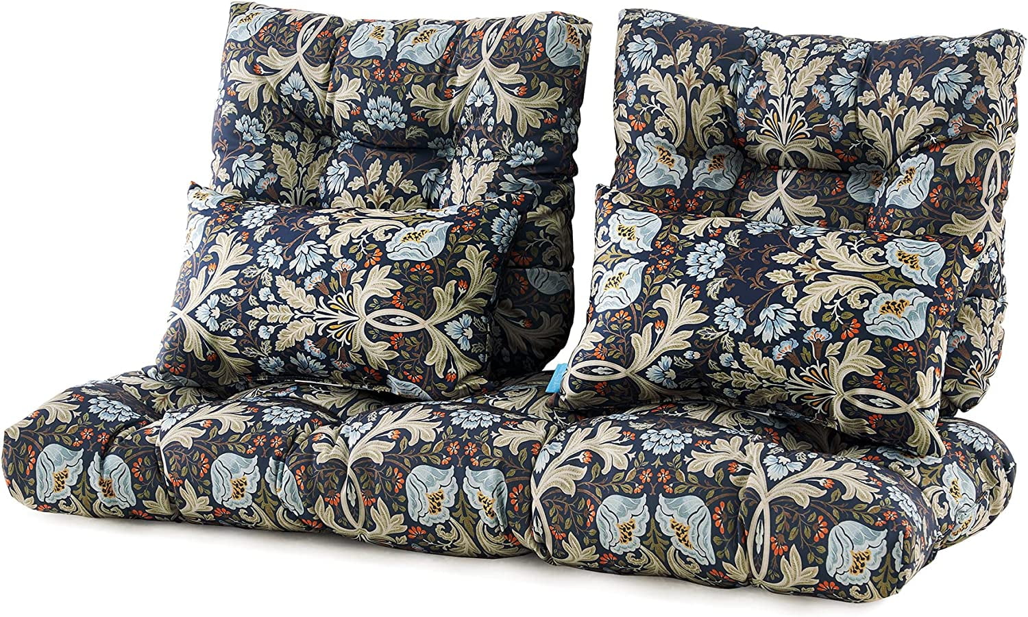 Outdoor Loveseat Cushions,5 Piece Wicker Chair Cushions Set,Tufted Cushons for Wicker Bench Patio Furniture,Floral