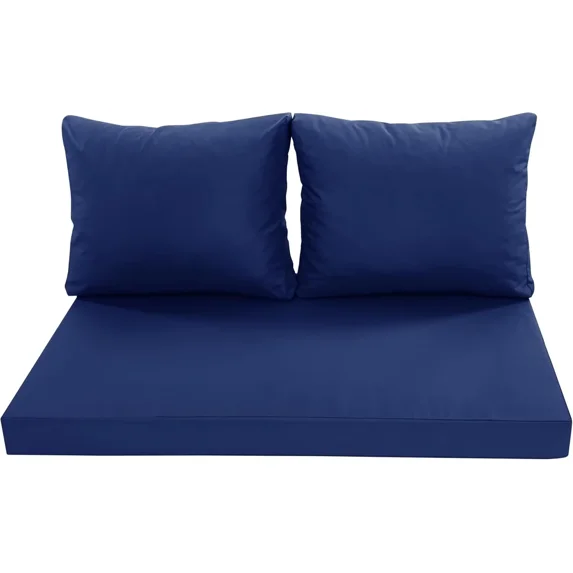 Outdoor Loveseat Cushions for Patio Furniture, Waterproof Weather & Fade Resistant Seat and Backrest Cushion Set with Removable Cover, 46 x 26 Inch, Navy