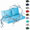thumbnail image 1 of Outdoor Loveseat Cushions Set 48" x 24" Water Repellent & Fadeness Patio Furniture Cushions with Removable Cover and Ties, Patio Love Seat Sofa Cushions for Porch Garden Chair（Sky blue）, 1 of 6