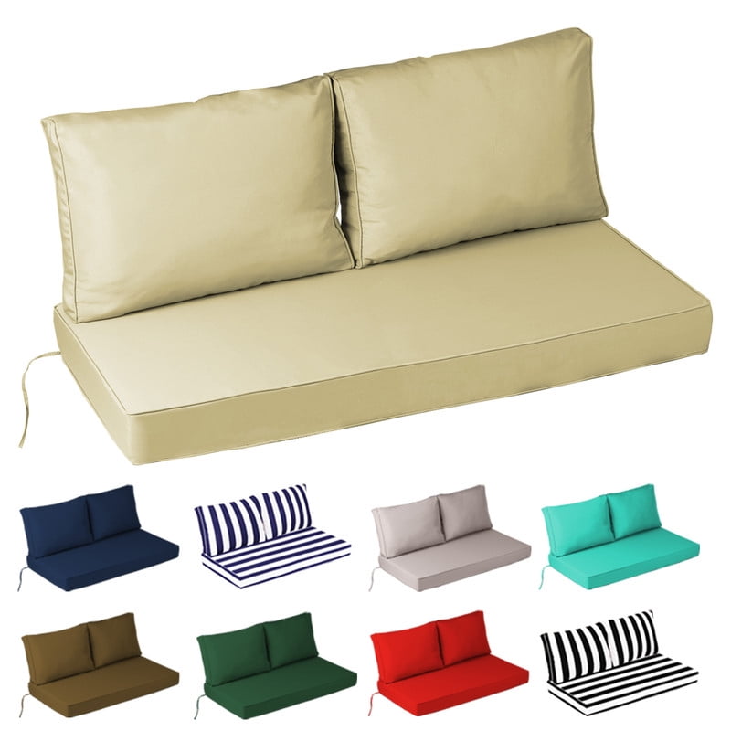 Outdoor Loveseat Cushions Set 48" x 24" Water Repellent & Fadeness Patio Furniture Cushions with Removable Cover and Ties, Patio Love Seat Sofa Cushions for Porch Garden Chair（Beige）