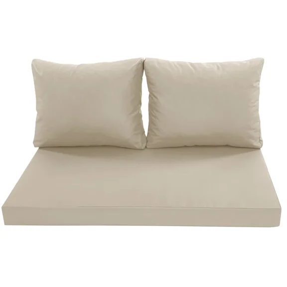 Outdoor Loveseat Cushions, Waterproof Weather & Fade Resistant Seat and Backrest Cushion Set for Couch, Swing, Bench, 46 x 26 Inch, Beige