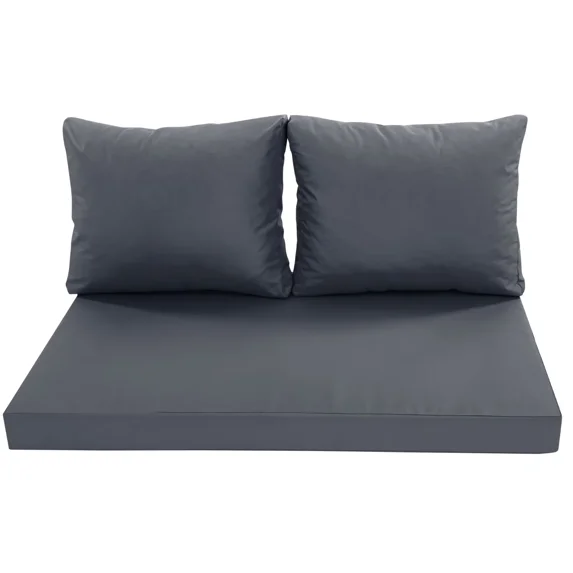 Outdoor Loveseat Cushions, Waterproof Weather & Fade Resistant Seat and Backrest Cushion Set for Patio Furniture, 46 x 26 Inch, Dark Grey