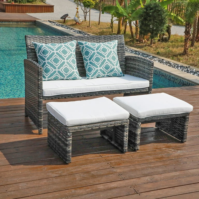Patio loveseat and ottoman online