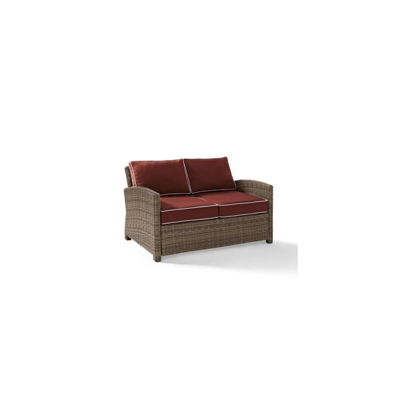 Outdoor Loveseat - Weather Resistant Wicker Patio Furniture - Brown Frame